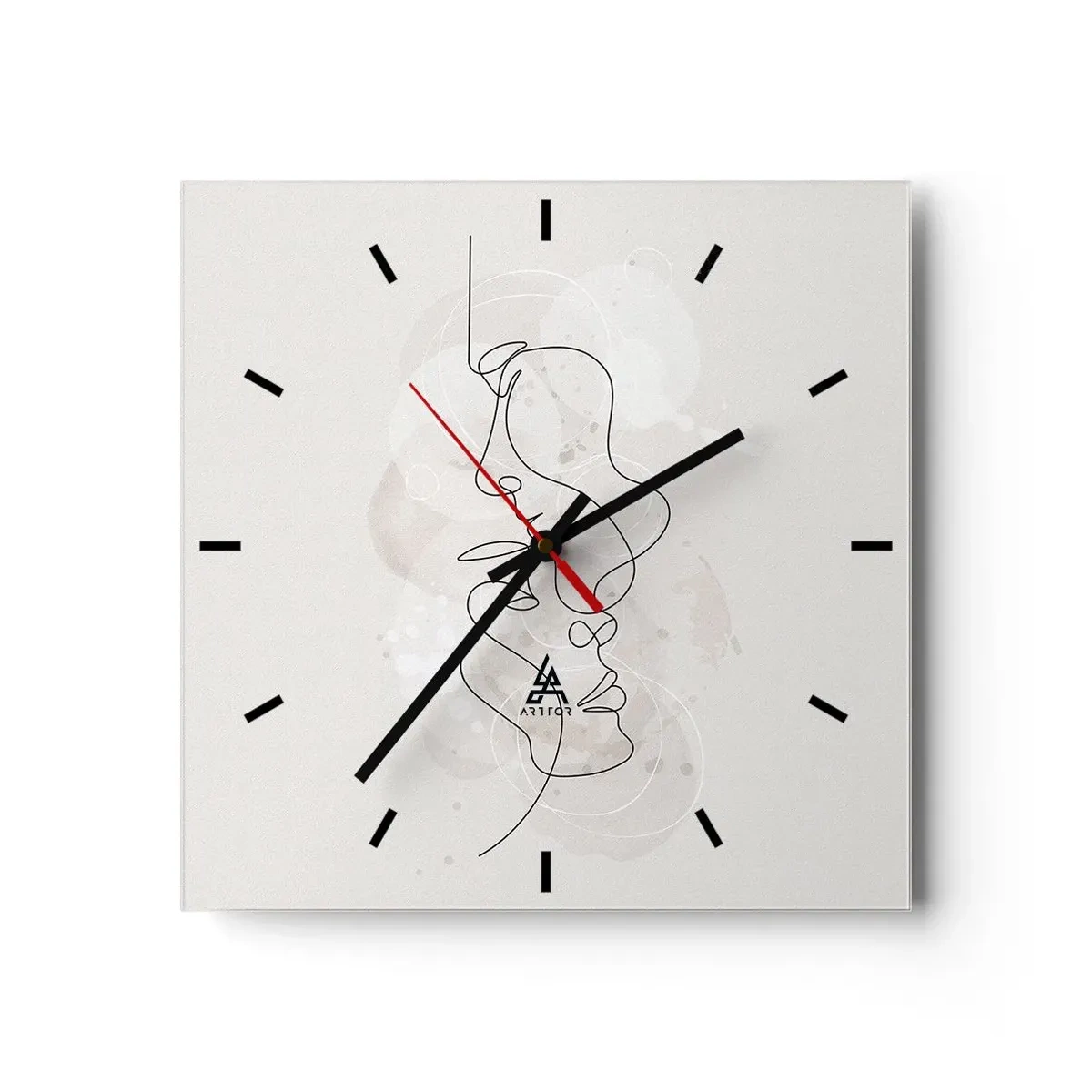 Reloj de pared - Reloj de vidrio - En un abrazo - 40x40 cm
