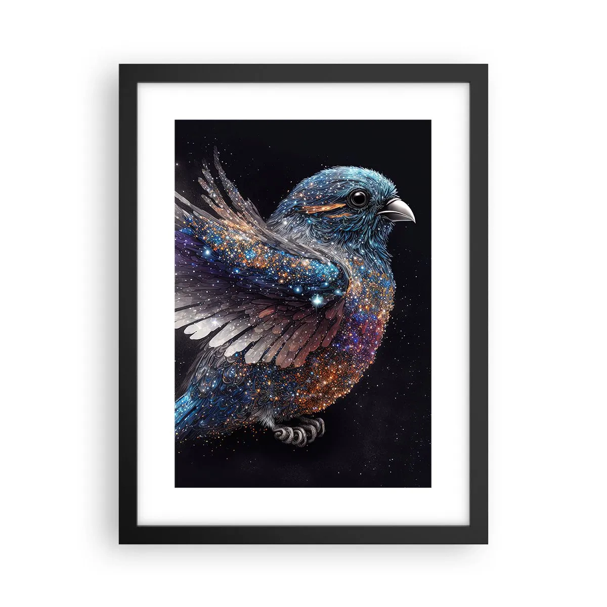 Póster en marco negro - Gorrión de diamante - 30x40 cm