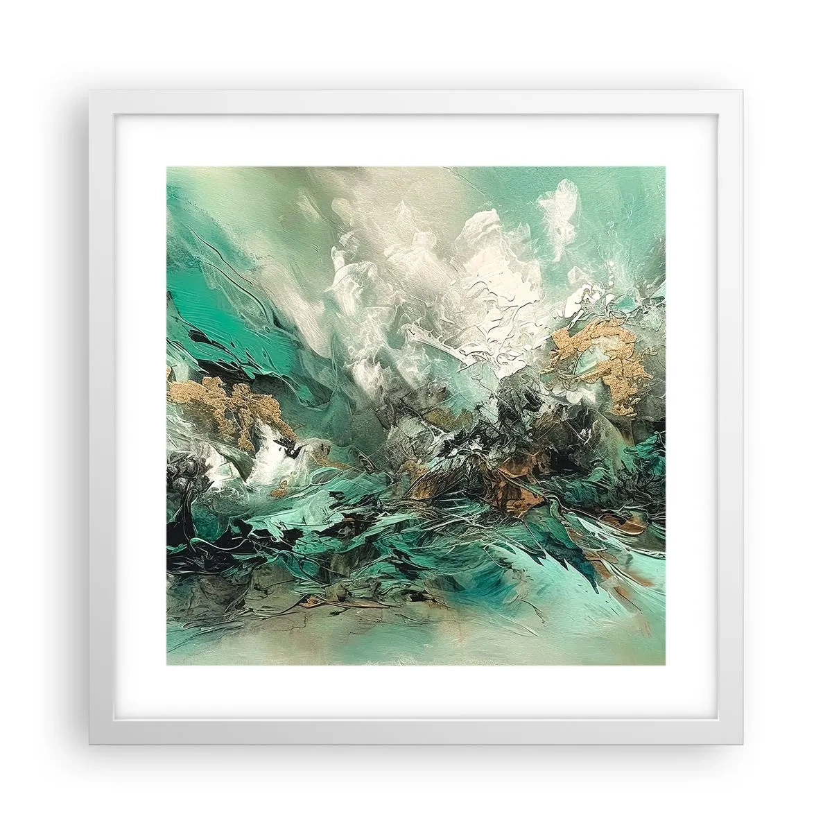 Póster en marco blanco - Hervor negro esmeralda - 40x40 cm