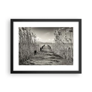 Póster en marco negro - En la quietud de los juncos - 40x30 cm