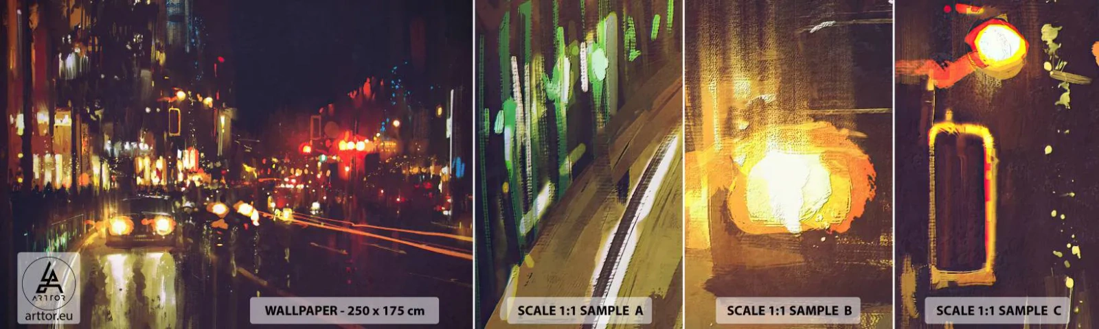 Muestra De Fotomural Standard Eco - Hundido en la luz de la noche - Ciudad, Arquitectura, La vida nocturna - 100x30 cm