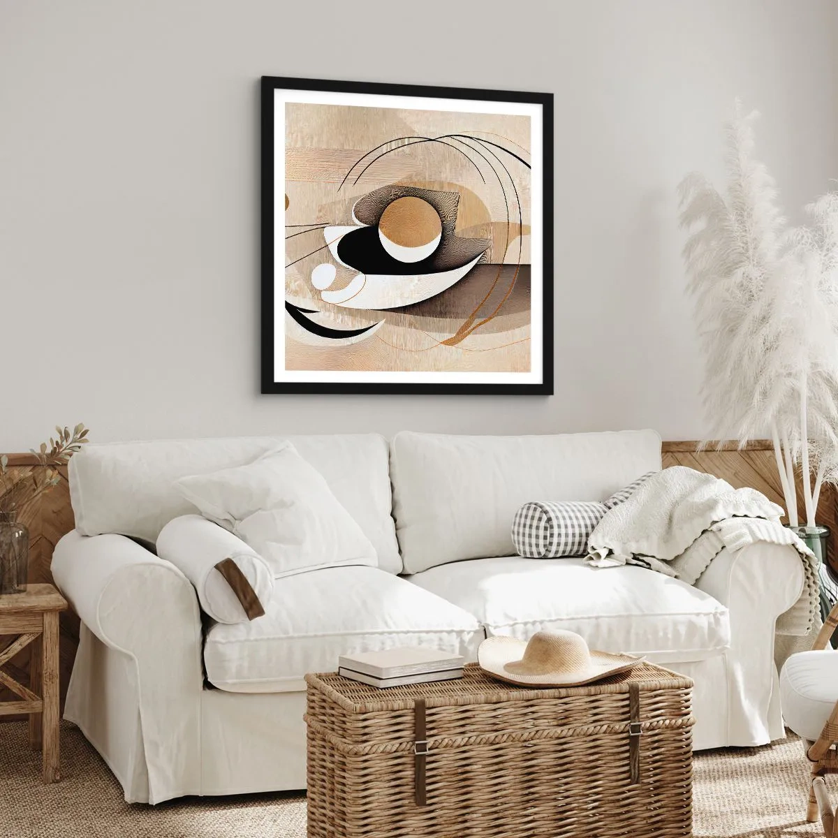 Póster en marco negro - Composición: la esencia de las cosas - 50x50 cm