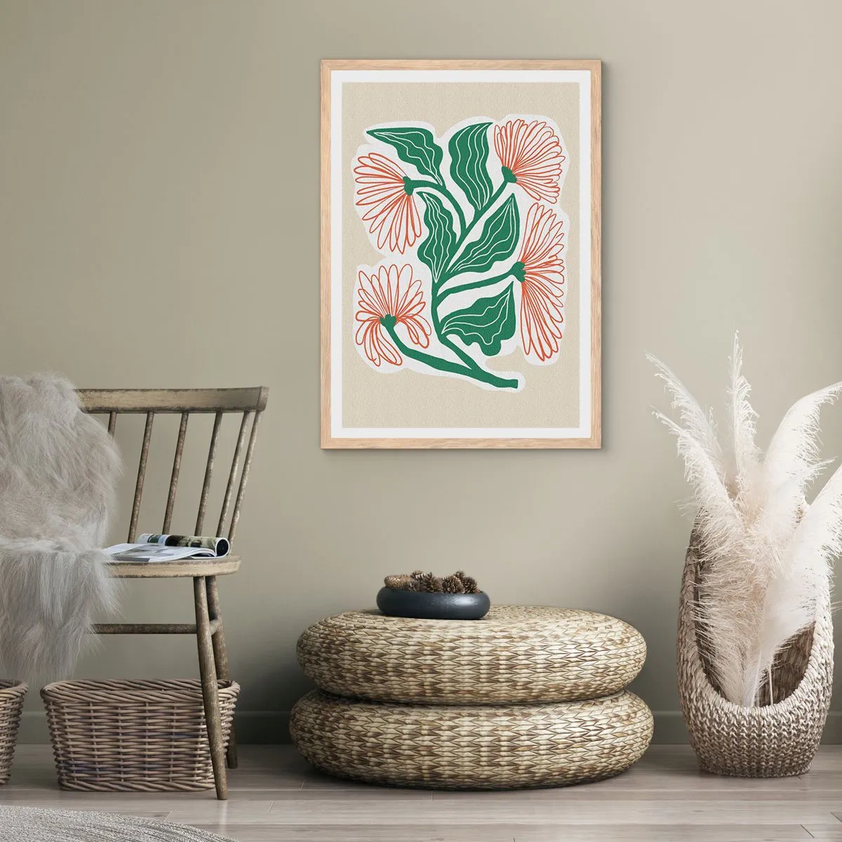 Póster en marco roble claro - Folclórico y moderno - 61x91 cm