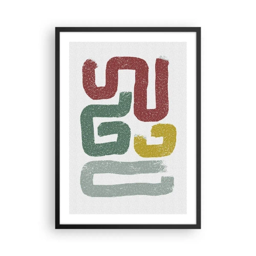 Póster en marco negro - Formas abstractas en tonos terrosos sobre un fondo claro. - 50x70cm - En un idioma desconocido - Decoración de pared moderna para salón y dormitorio ARTTOR