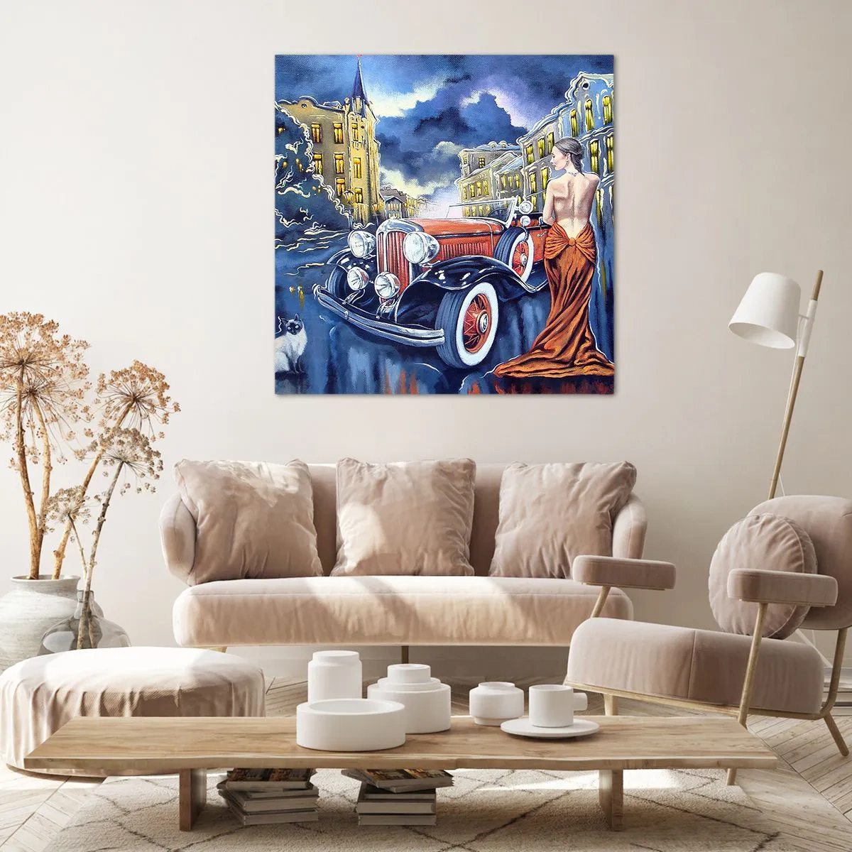 Cuadro sobre lienzo - Impresión de Imagen - Noche de romanticismo - 30x30 cm