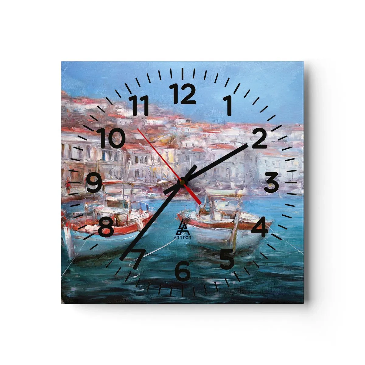 Reloj de pared - Reloj de vidrio - Bahía italiana - 30x30 cm