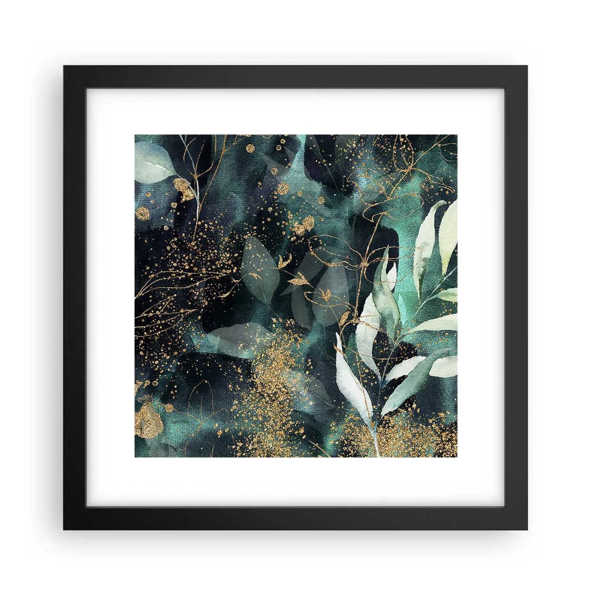 Póster en marco negro - Jardín encantado - 30x30 cm
