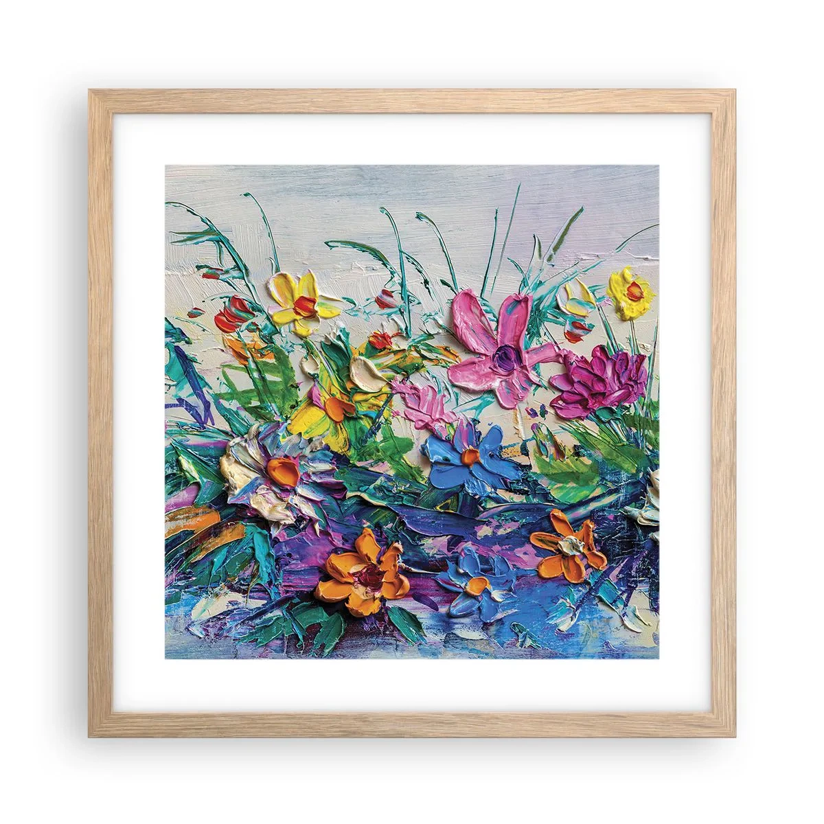 Póster en marco roble claro - La energía de las flores - 40x40 cm