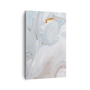 Cuadro sobre lienzo - Impresión de Imagen - Ondas abstractas en tonos azules y blancos - 80x120cm - Blanco fusión - Decoración de pared moderna para salón y dormitorio ARTTOR