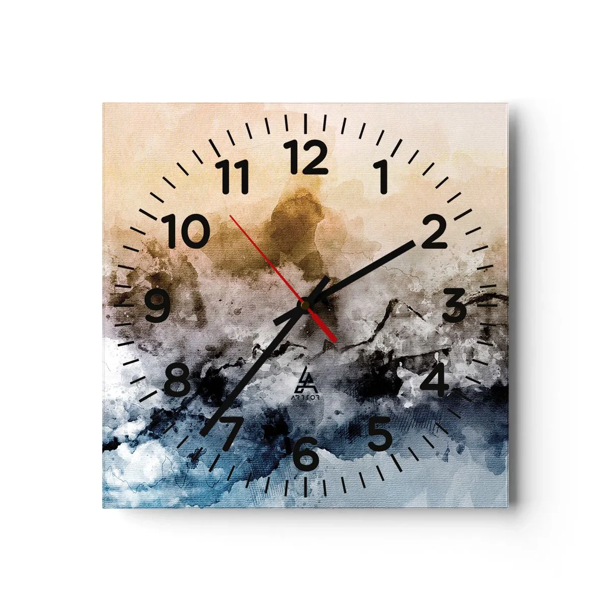 Reloj de pared - Reloj de vidrio - Hundido en una nube de niebla - 40x40 cm