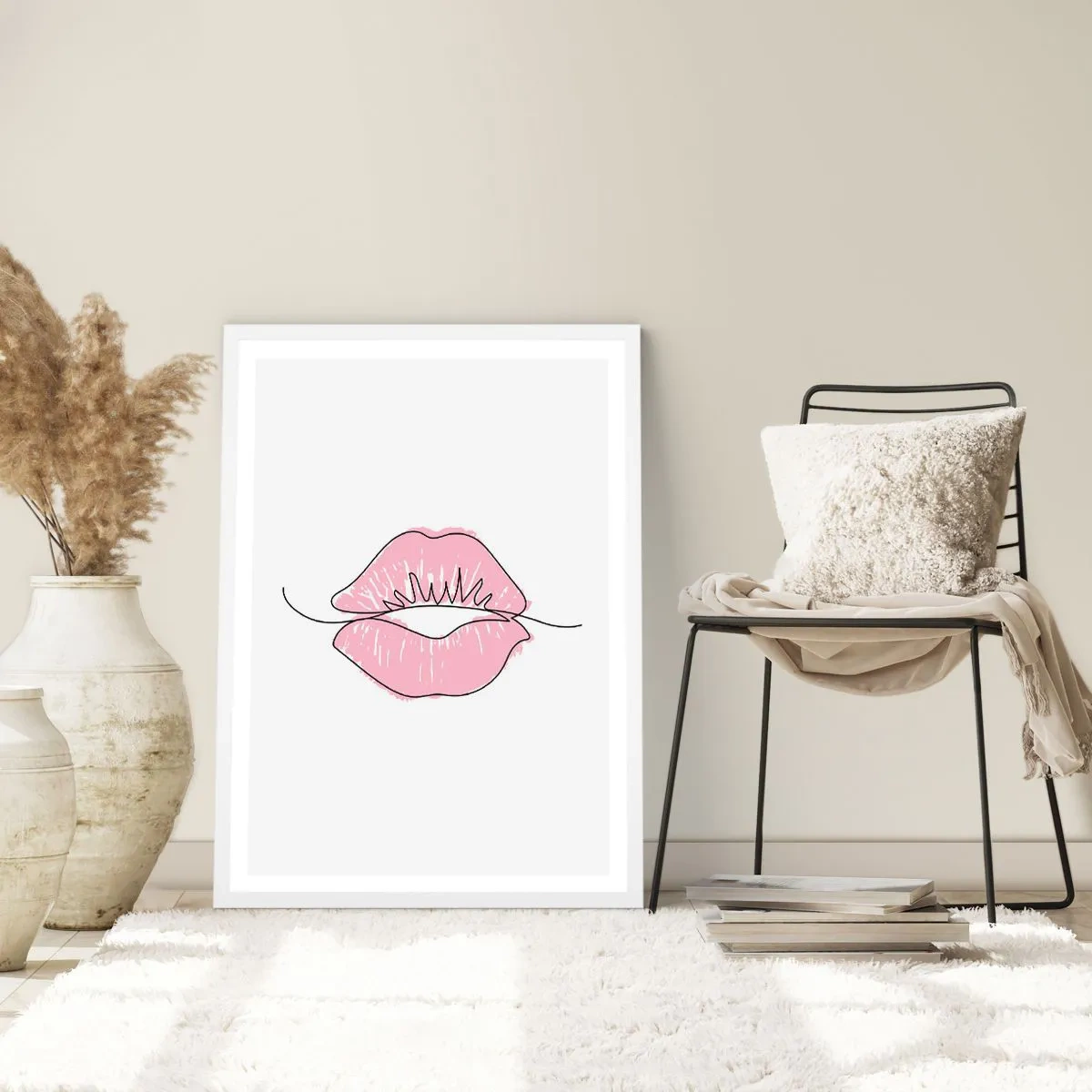 Póster en marco blanco - ¿Listo para un beso? - 70x100 cm