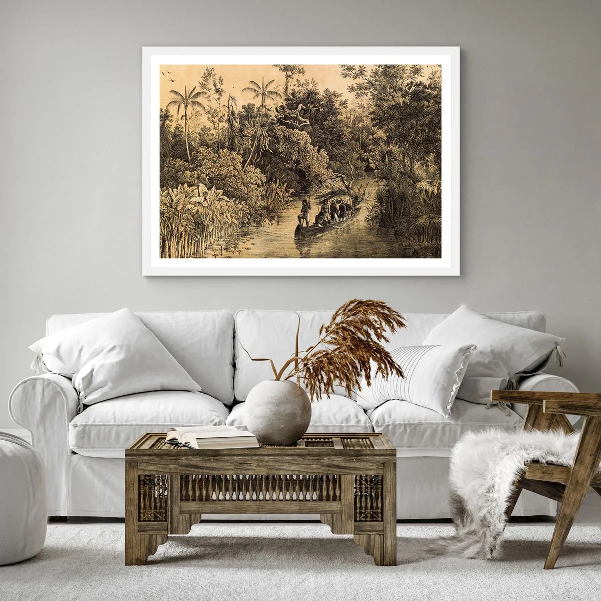 Póster en marco blanco - Expedición a la fuente - 60x60 cm