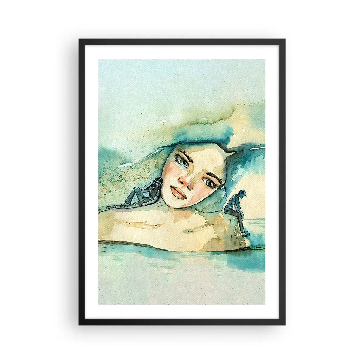 Póster en marco negro - ¿Soy azul? - 50x70 cm