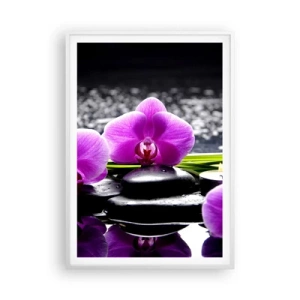 Póster en marco blanco - Ahogarse en la paz y la tranquilidad - 70x100 cm