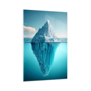 Cuadro sobre vidrio - Impresiones sobre Vidrio - Un iceberg visible por encima y por debajo de la superficie del agua. - 70x100cm - El trono de hielo - Decoración de pared moderna para salón y dormitorio ARTTOR