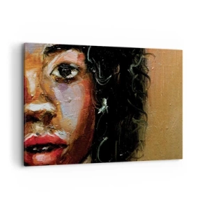 Cuadro sobre lienzo - Impresión de Imagen - Un retrato expresivo de una mujer en colores intensos. - 100x70cm - La mitad de mi ser - Decoración de pared moderna para salón y dormitorio ARTTOR