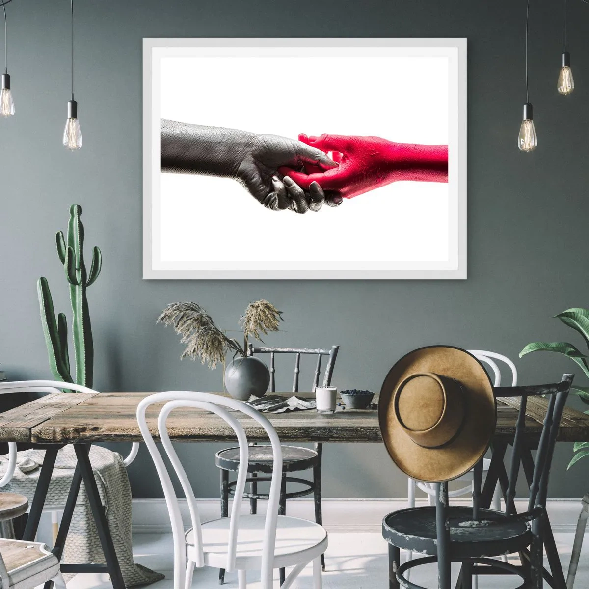 Póster en marco blanco - Juntos, aunque diferentes - 70x50 cm