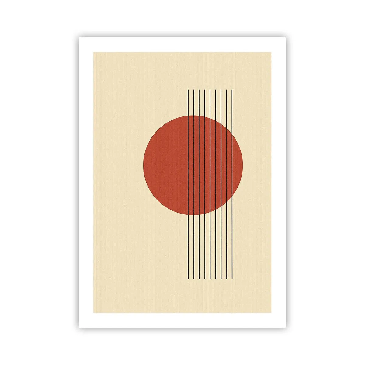 Póster - Composición geométrica con un círculo rojo. - 50x70cm - Cruzando el círculo - Decoración de pared moderna para salón y dormitorio ARTTOR