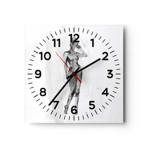 Reloj de pared - Reloj de vidrio - Un estudio sobre el ideal de feminidad - 40x40 cm