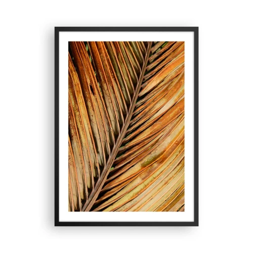 Póster en marco negro - Un primer plano de una hoja seca en tonos marrones y dorados. - 50x70cm - Oro de coco - Decoración de pared moderna para salón y dormitorio ARTTOR