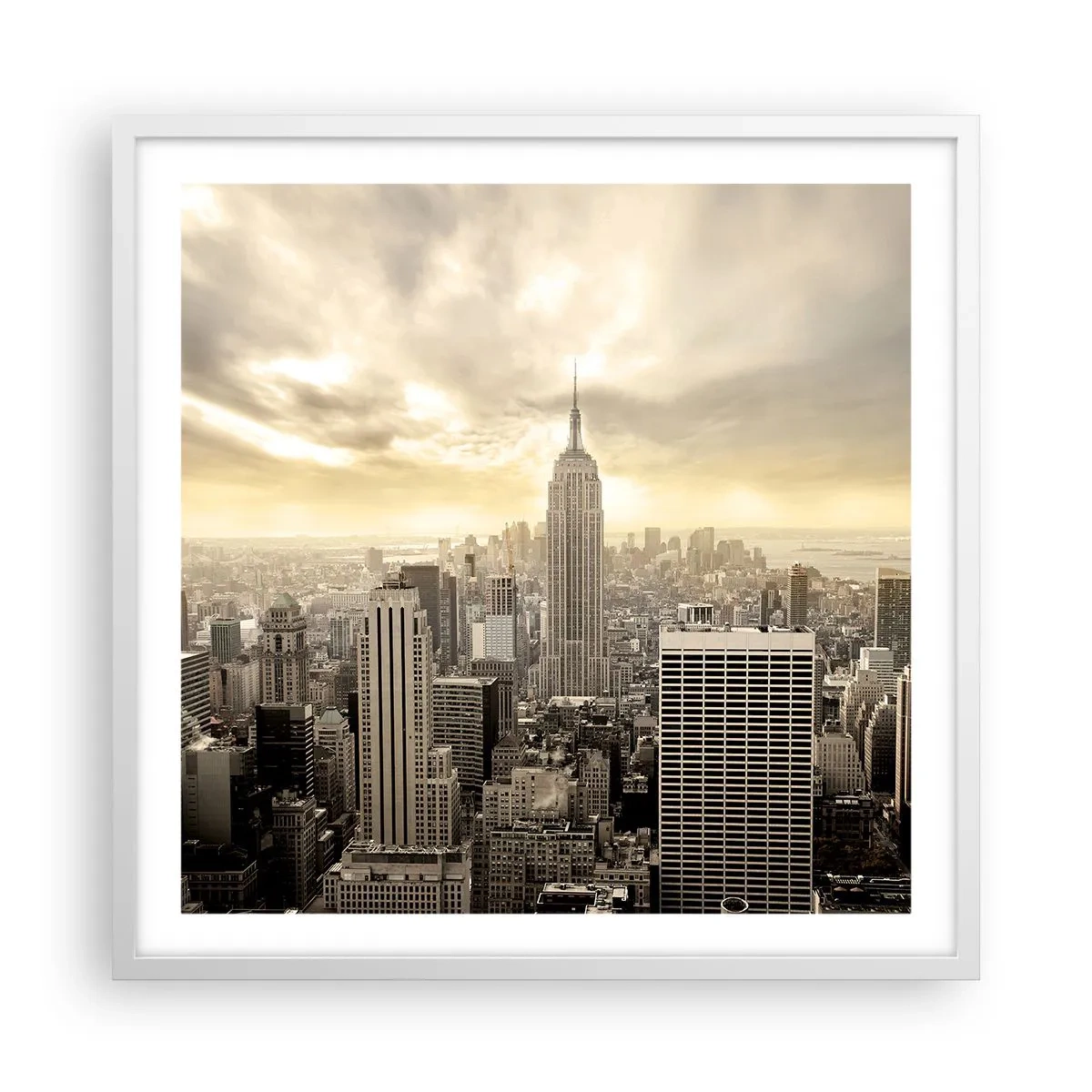 Póster en marco blanco - Tejido neoyorquino en tonos grises - 60x60 cm