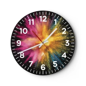 Reloj de pared - Reloj de vidrio - El nacimiento de los colores - 30x30 cm