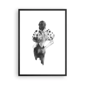 Póster en marco negro - Silueta elegante de una mujer vestida de negro con un acento elegante. - 50x70cm - Pasa justo por aquí - Decoración de pared moderna para salón y dormitorio ARTTOR