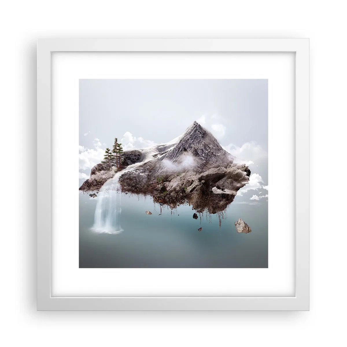 Póster en marco blanco - Isla surrealista - 30x30 cm