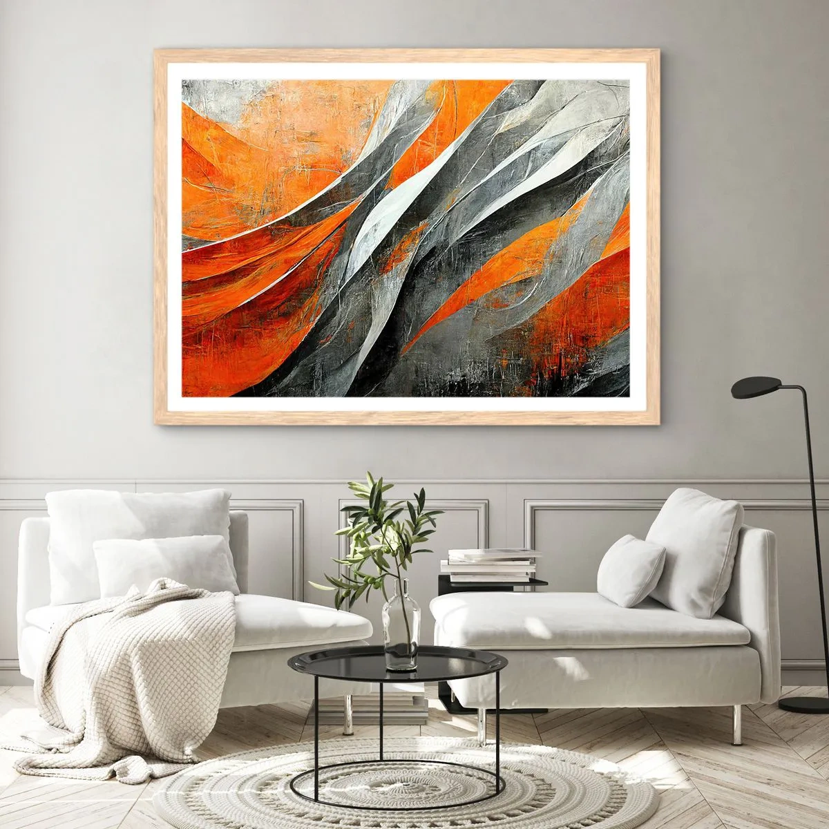 Póster en marco roble claro - Calor y frío - 40x30 cm