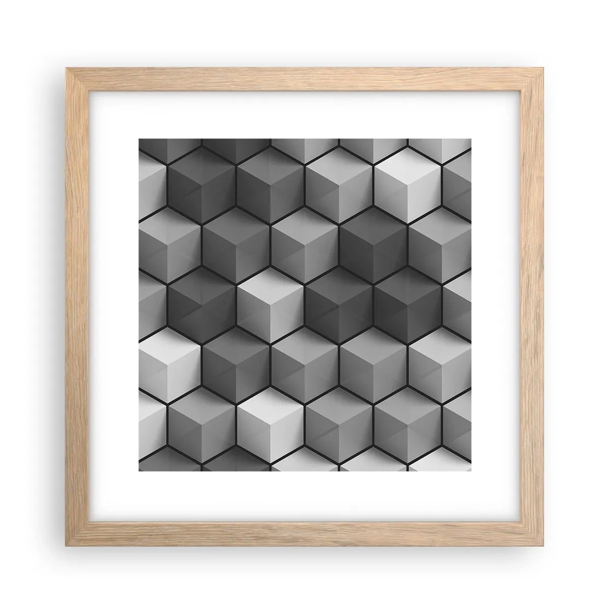Póster en marco roble claro - Rompecabezas cubista - 30x30 cm