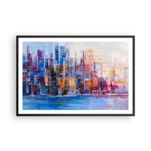 Póster en marco negro - Una metrópoli alegre - 91x61 cm