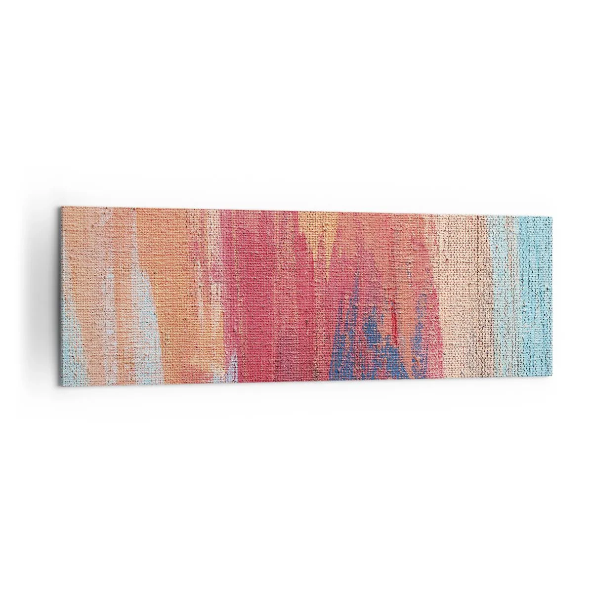 Cuadro sobre lienzo - Impresión de Imagen - Pinceladas abstractas coloridas - 160x50cm - Trazos de arco iris - Decoración de pared moderna para salón y dormitorio ARTTOR