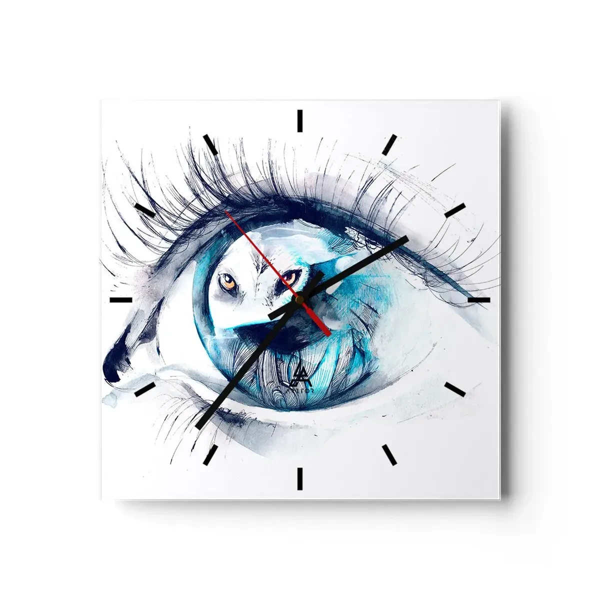 Reloj de pared - Reloj de vidrio - Ojo con la naturaleza - 40x40 cm