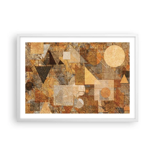 Póster en marco blanco - Estudio cubista en bronce - 70x50 cm