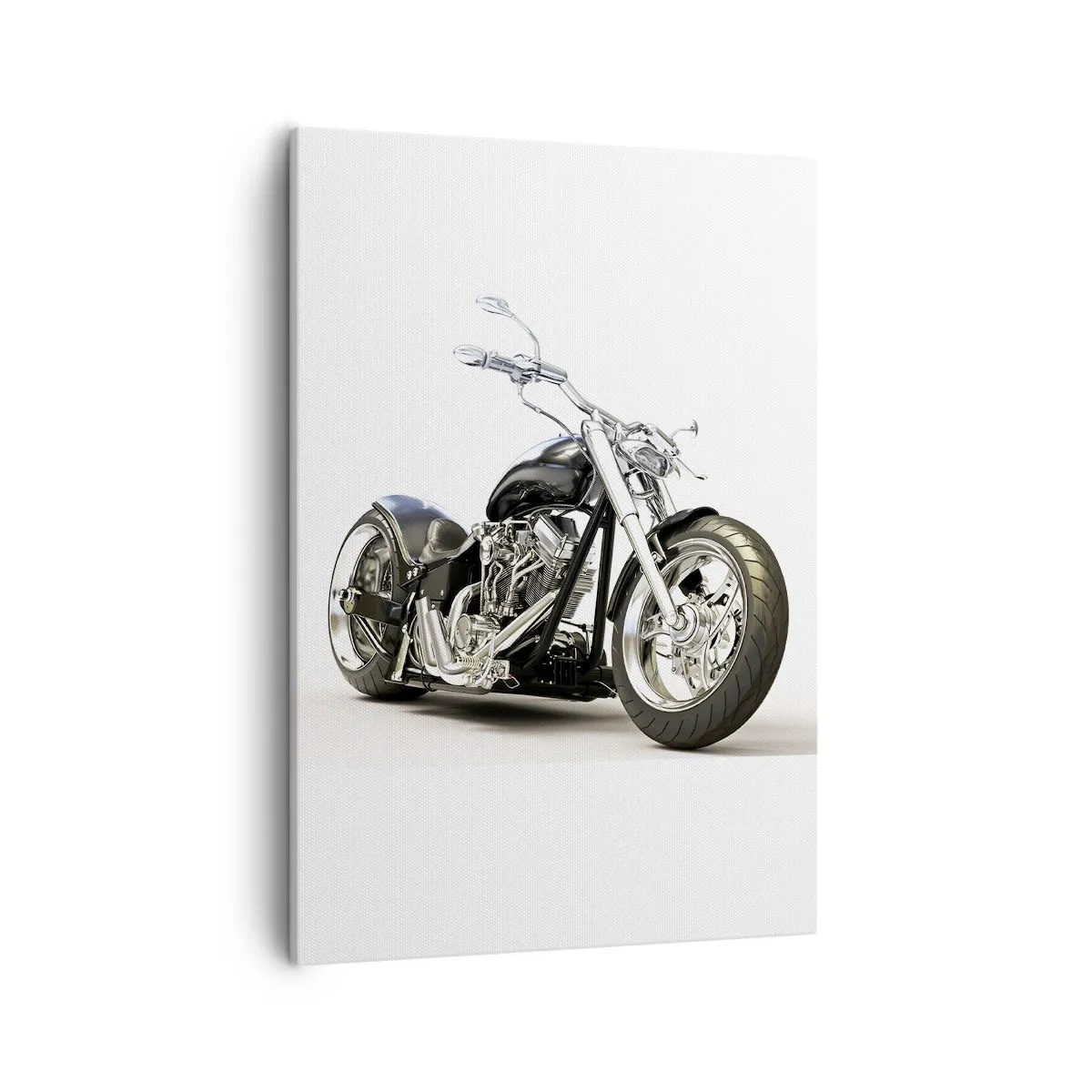 Cuadro sobre lienzo - Impresión de Imagen - Elegante motocicleta negra sobre fondo blanco. - 50x70cm - Una fuerza con carácter - Decoración de pared moderna para salón y dormitorio ARTTOR