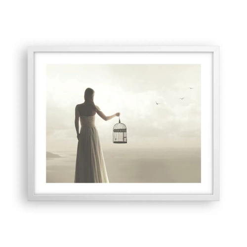Póster en marco blanco - Sé libre - 50x40 cm