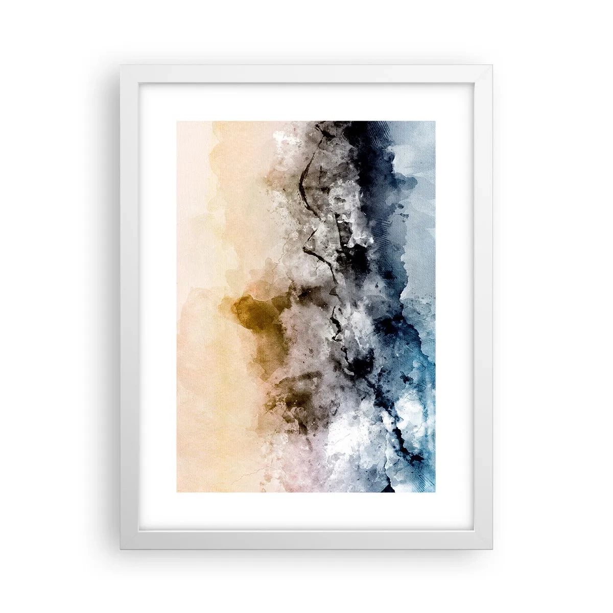 Póster en marco blanco - Hundido en una nube de niebla - 30x40 cm