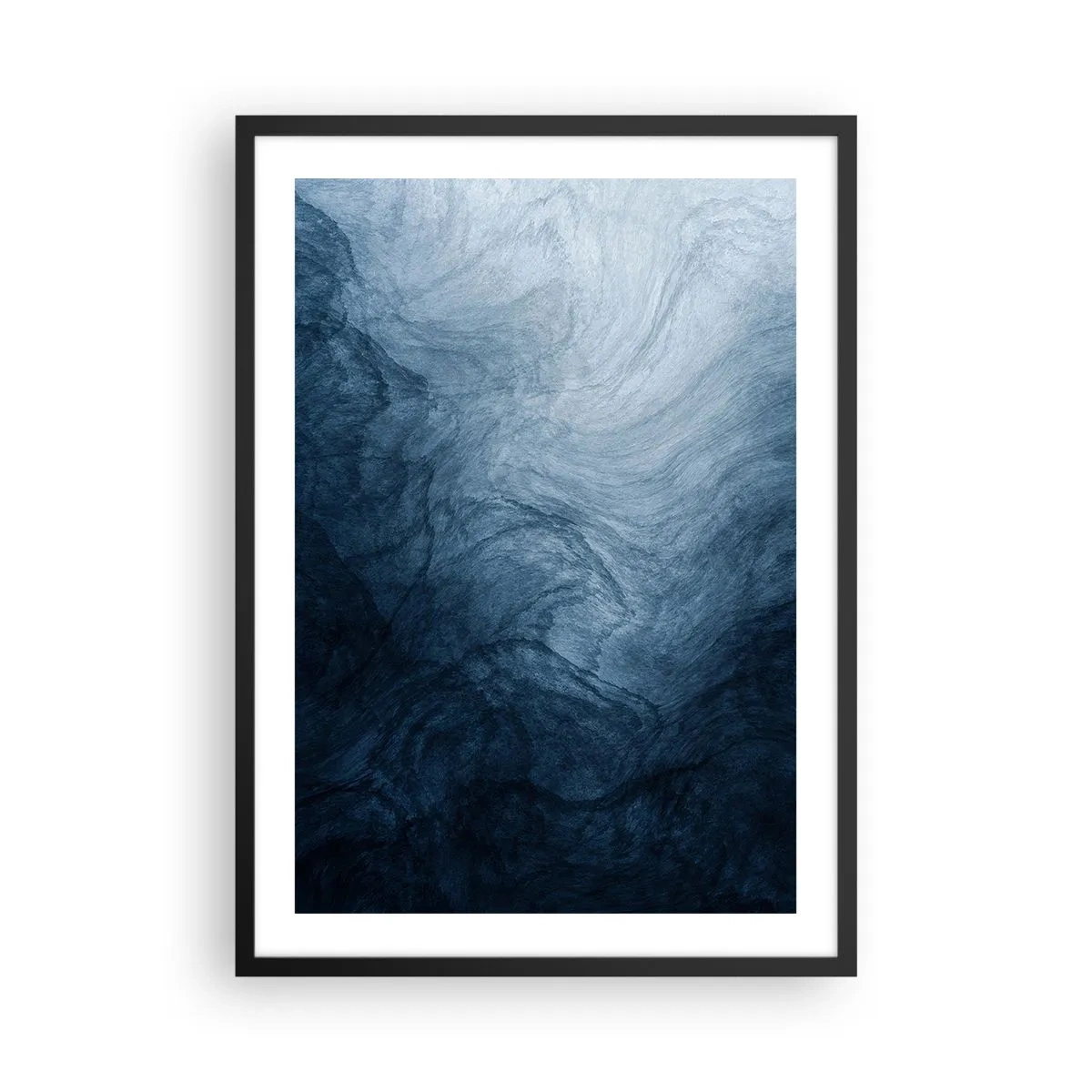 Póster en marco negro - Composición abstracta en tonos azul marino - 50x70cm - En las profundidades - Decoración de pared moderna para salón y dormitorio ARTTOR