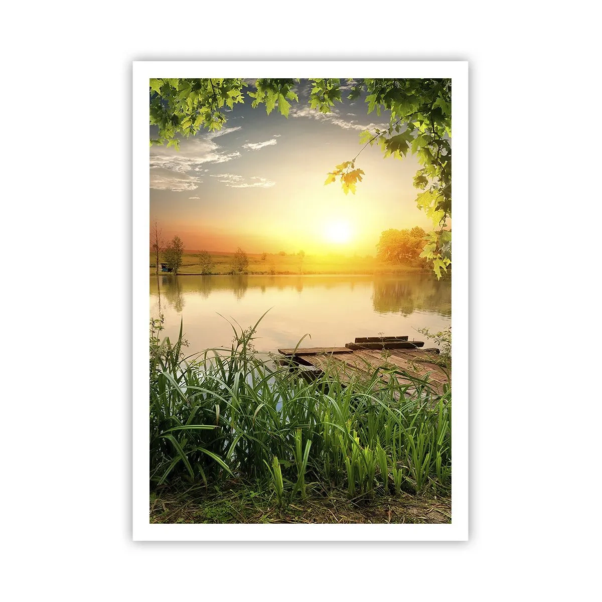 Póster - Paisaje en un marco verde - 70x100 cm