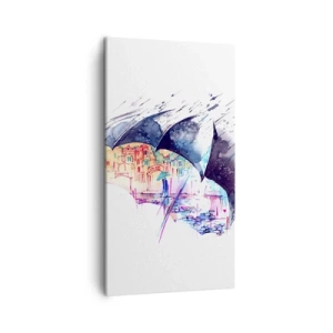 Cuadro sobre lienzo - Impresión de Imagen - Caminando bajo la lluvia - 45x80 cm