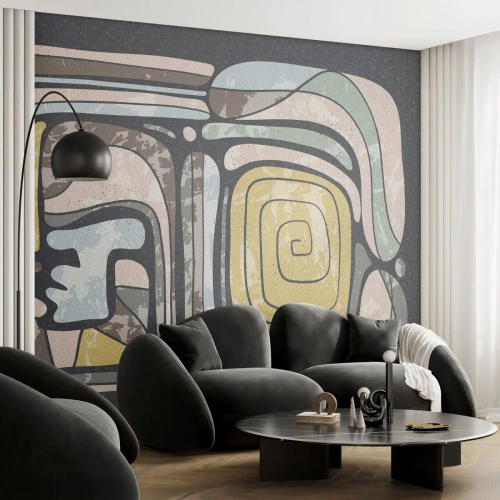 Fotomural Premium Canvas - Abstracción con espíritu precolombino - Abstracción, bohemia, Envejecido - 350x256 cm