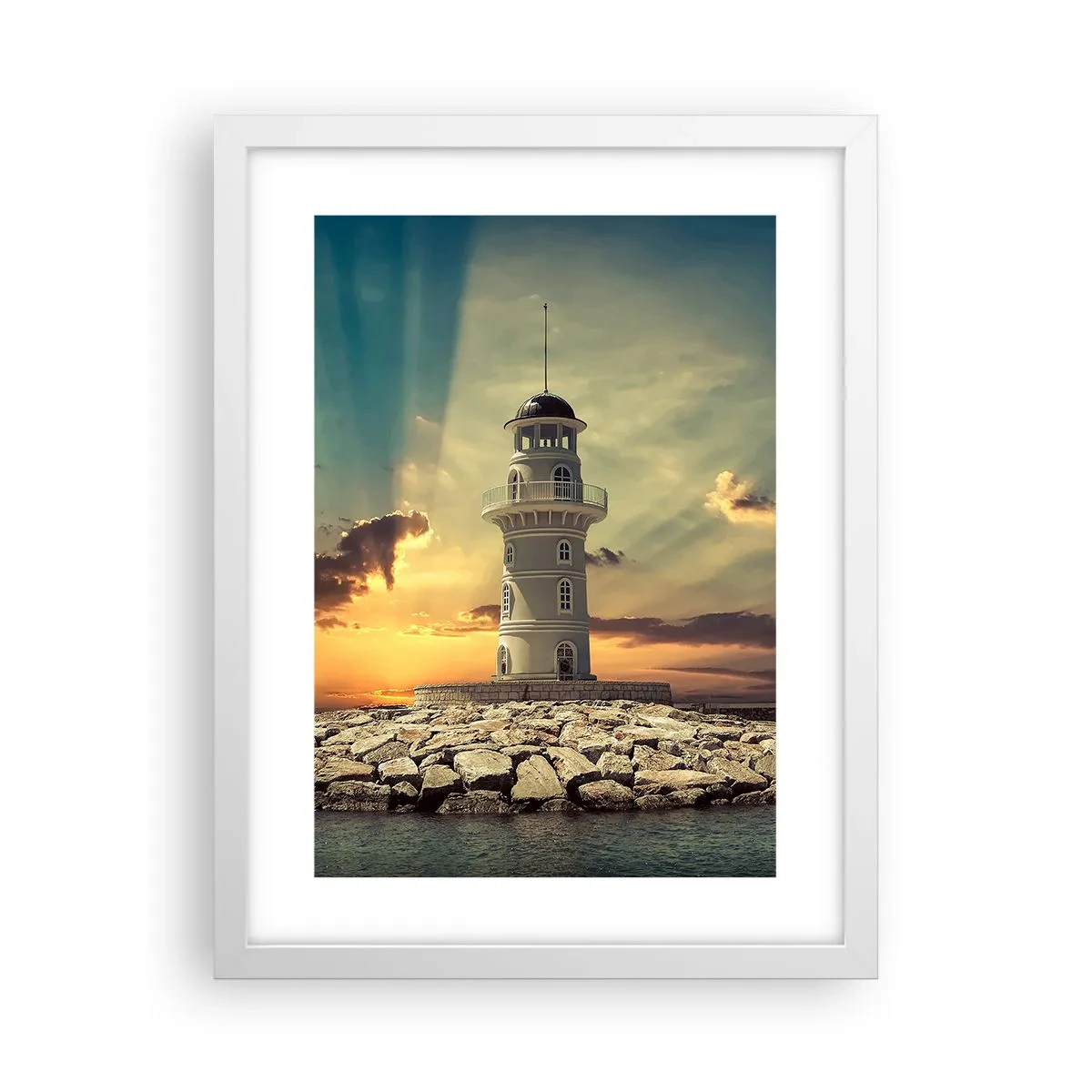 Póster en marco blanco - Luz - Bondad - Belleza - 30x40 cm