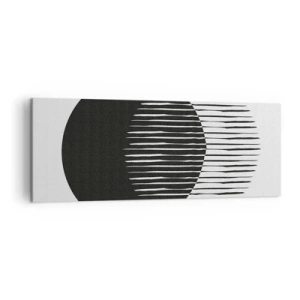 Cuadro sobre lienzo - Impresión de Imagen - Dos círculos superpuestos con líneas blancas y negras. - 140x50cm - Su alter ego - Decoración de pared moderna para salón y dormitorio ARTTOR