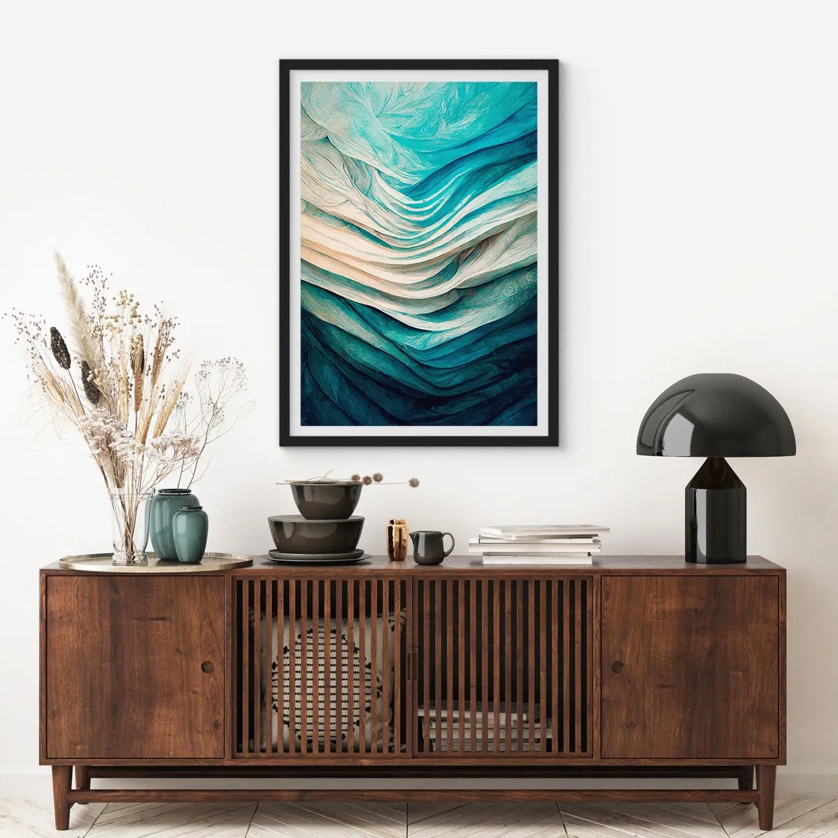 Póster en marco negro - Azul insaciable - 40x50 cm