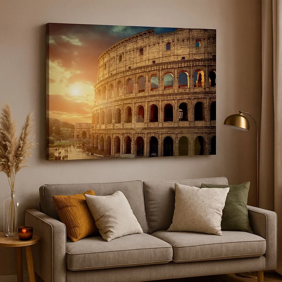Cuadro sobre lienzo - Impresión de Imagen - El Coliseo de Roma al atardecer - 70x50cm - Una impresión colosal - Decoración de pared moderna para salón y dormitorio ARTTOR