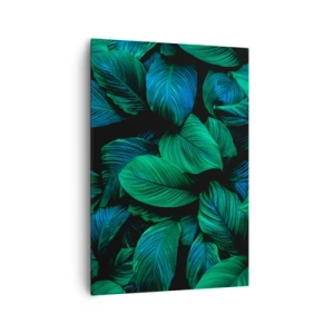 Cuadro sobre lienzo - Impresión de Imagen - Hojas verdes en estilo minimalista. - 70x100cm - En la multitud verde - Decoración de pared moderna para salón y dormitorio ARTTOR