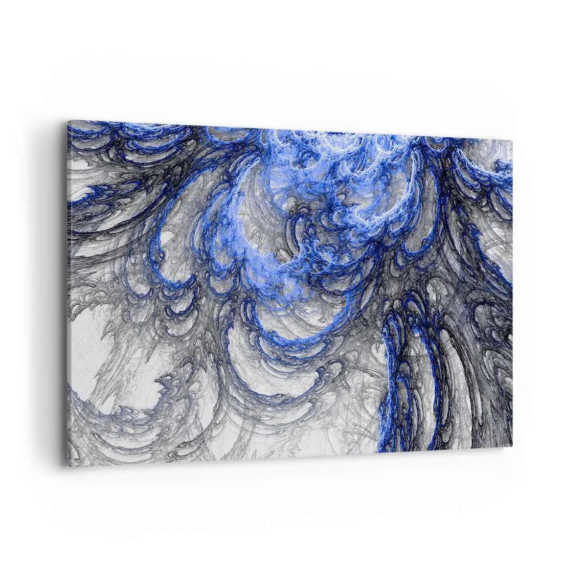 Cuadro sobre lienzo - Impresión de Imagen - Ondas abstractas en tonos azules y grises - 120x80cm - El nacimiento de una ola - Decoración de pared moderna para salón y dormitorio ARTTOR