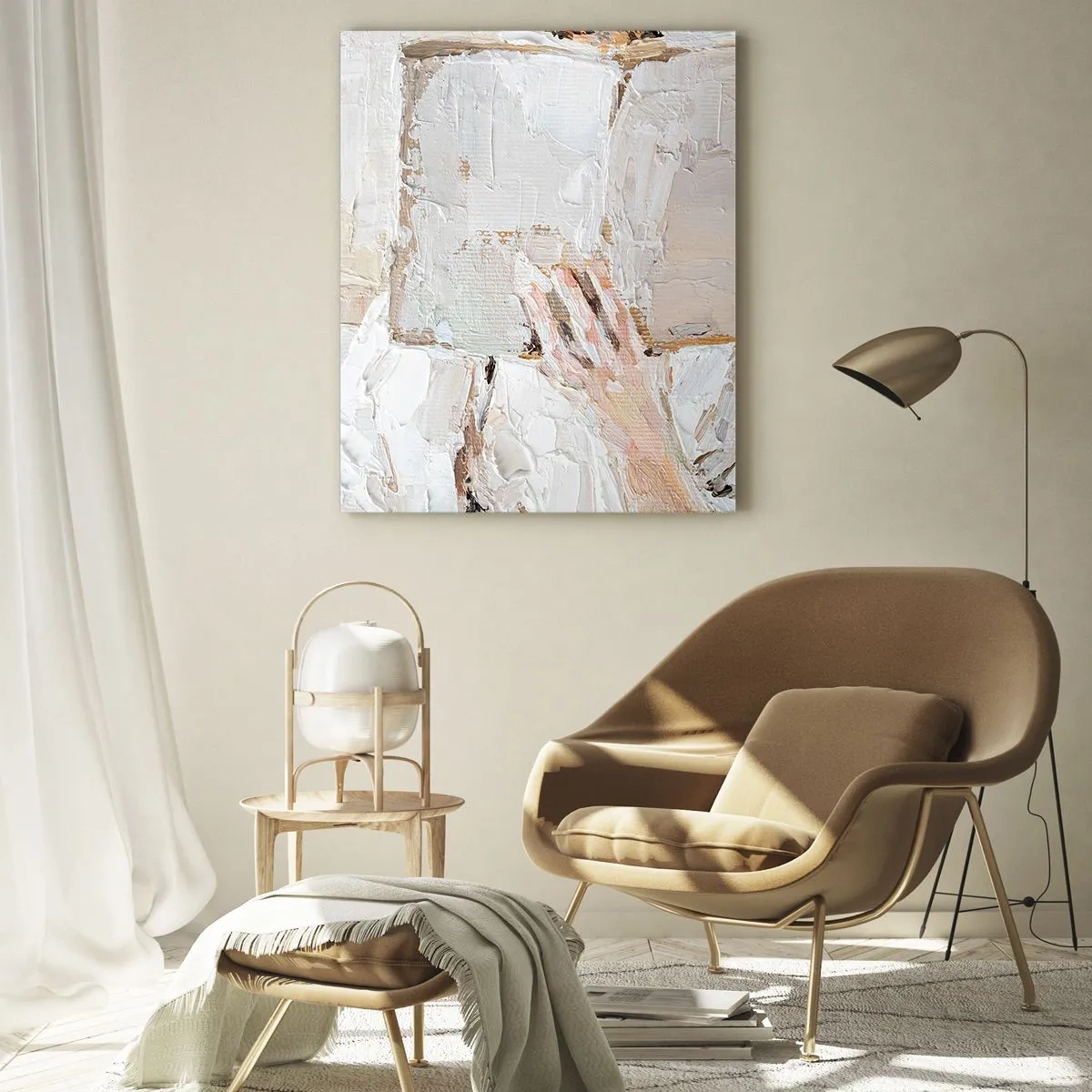 Cuadro sobre vidrio - Impresiones sobre Vidrio - Una persona inmersa en la lectura de un libro sobre un fondo brillante e impresionista. - 50x70cm - En otro mundo - Decoración de pared moderna para salón y dormitorio ARTTOR