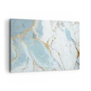 Cuadro sobre lienzo - Impresión de Imagen - Patrones de mármol azul y blanco con vetas doradas añadidas. - 120x80cm - Riqueza en la piedra - Decoración de pared moderna para salón y dormitorio ARTTOR