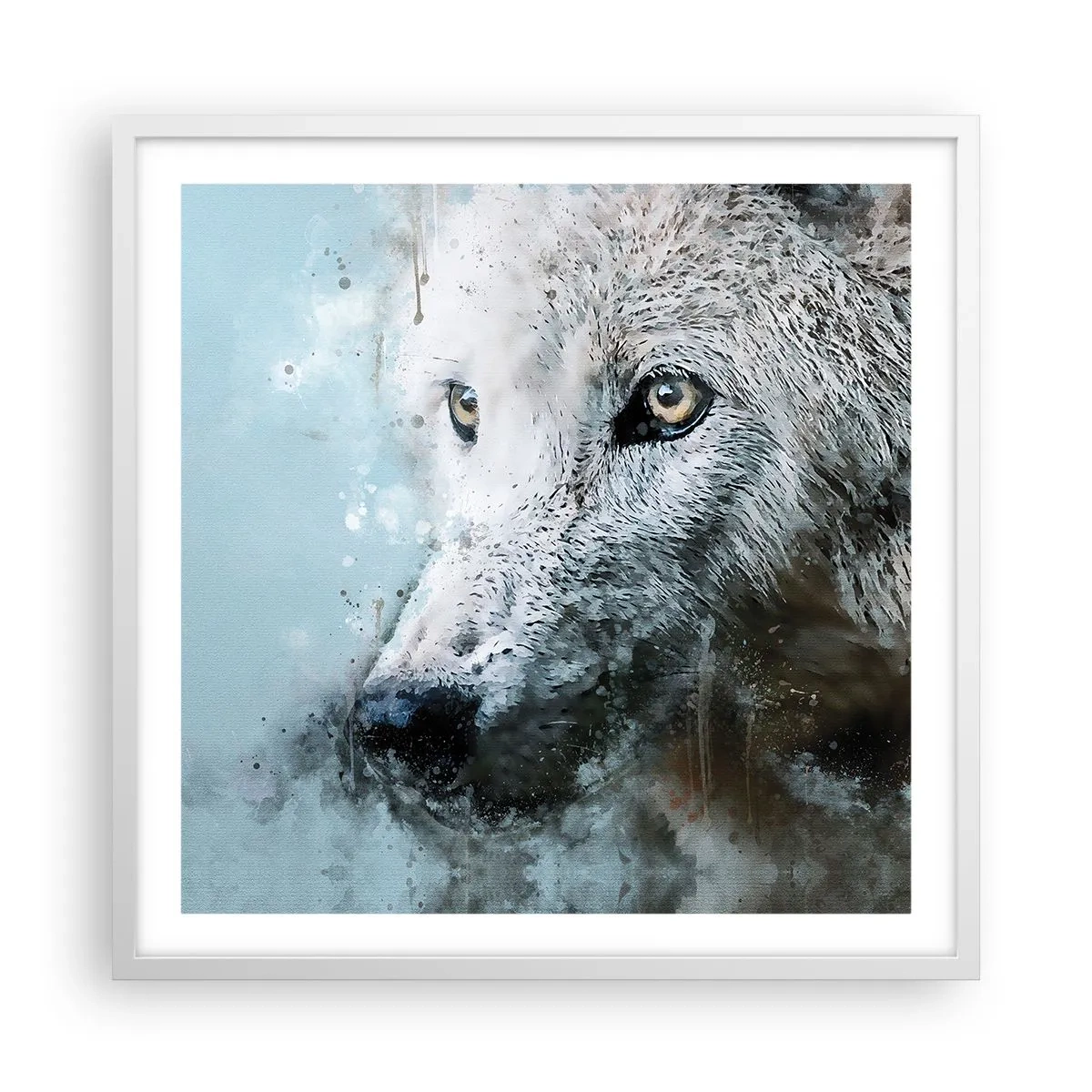 Póster en marco blanco - Conoce el alma del lobo - 60x60 cm